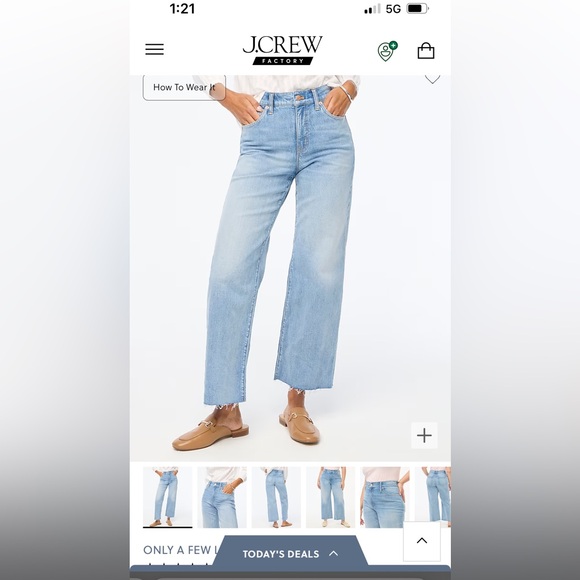 J. Crew Factory Petite wide leg crop jean in all day stretch - Picture 1 of 3